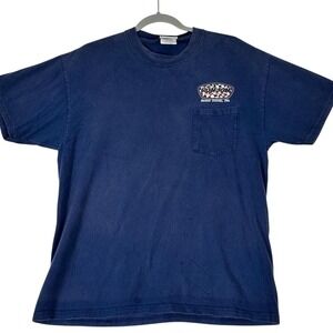 Vintage Ron Jon Surf Shop Cocoa Beach FL Graphic Tee Adult XL Blue Racing Car